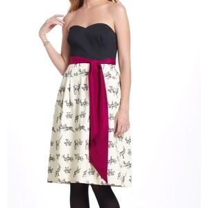 Anthropologie deer print strapless dress - NO BELT size 00